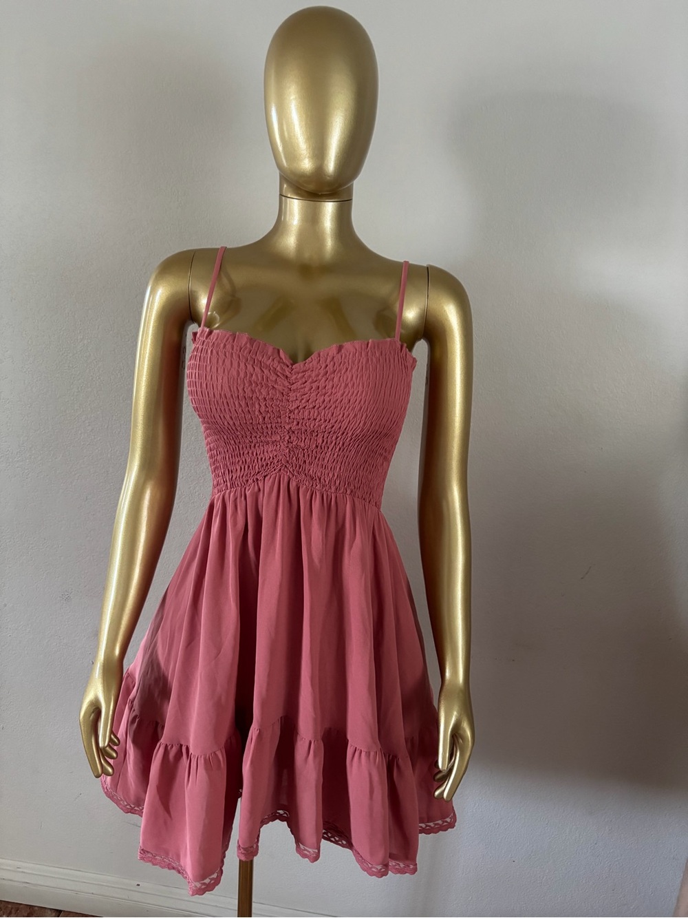 Smocked Sweetheart Mini Dress - Dusty Rose